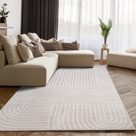 Flycarpets Laagpolig Japandi Vloerkleed Sanilia - Creme