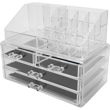Make-up Organizer Cosmetica Opbergdisplay Sieraden Haarspeld Houder PC Doos met 3 Lades gray