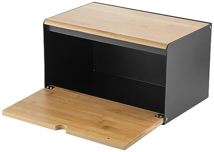 Moderne Broodtrommel van Staal en Bamboe - Ruime Broodcontainer voor de Keuken
