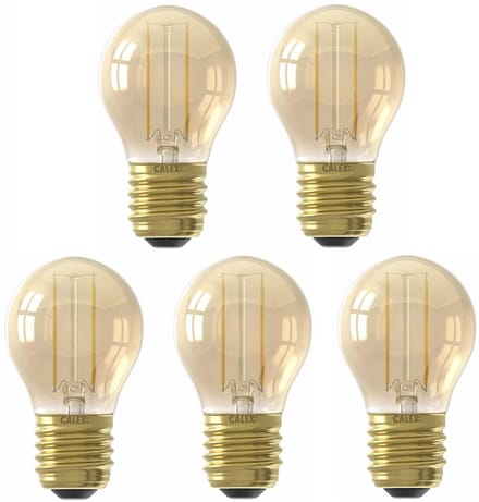 5 stuks Calex - LED - kogellamp - E27 - 3.5W - 250lm 2100K - Goud - dimbaar P45