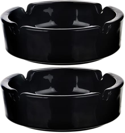 Glasmark Asbak - 2x - glas - D11 cm - zwart - voor binnen en buiten