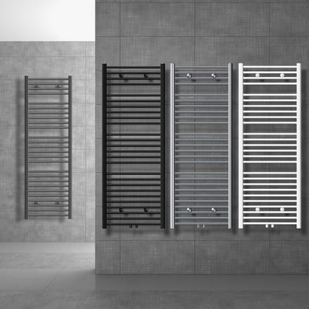 Gebogen Badkamerverwarming Wit 600x1200 mm Inclusief Aansluitset Middenaansluiting