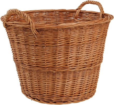 Wicker Mand - Ronde Handvatten - Haardhout Opslag - Handgeweven Kwaliteit - 40x30x30 cm - Natuurlijk