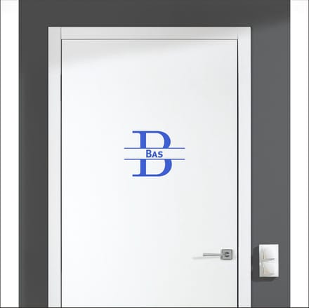Deursticker Met Naam -  Bas - Blauw