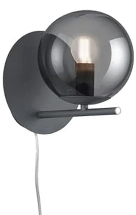Wandlamp met Rookglas en Antraciet Metaal