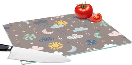 Glazen Snijplank - 39x28 - Wolken - Zon - Design - Snijplanken Glas