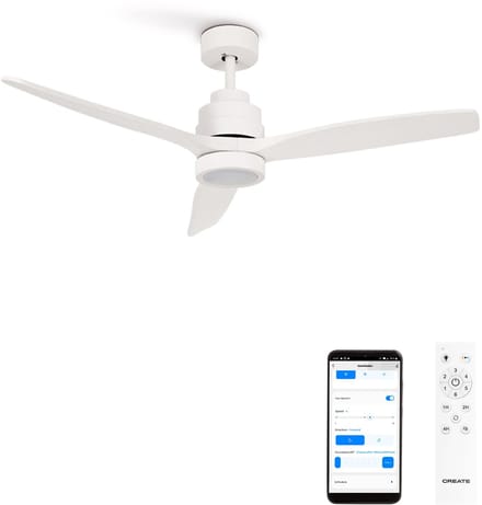 CREATE - Stille plafondventilator van 40 W met technische ABS-bladen, verkrijgbaar in verschillende maten - S - Met licht - WIFI - WIND STYLANCE