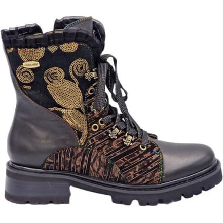 Laura Vita Kouleo Zwarte Dames Veterboots - Zwart - 36
