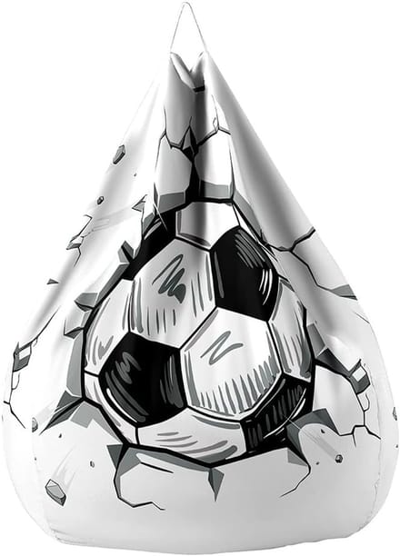 Zit zak katoen linnen 100x120 cm wit 3D voetbal print