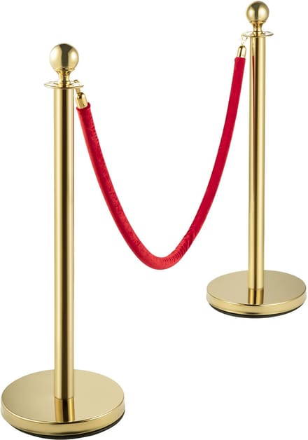 Menigtecontrole Bolder Set - 4 Staanders - Rood Fluwelen Touwen