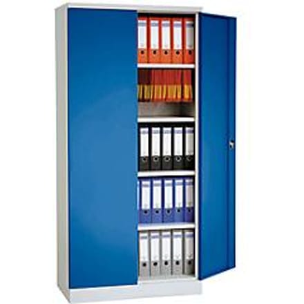 Stalen kast, H 1950 x B 920 x D 600 mm, lichtgrijs/gentiaanblauw