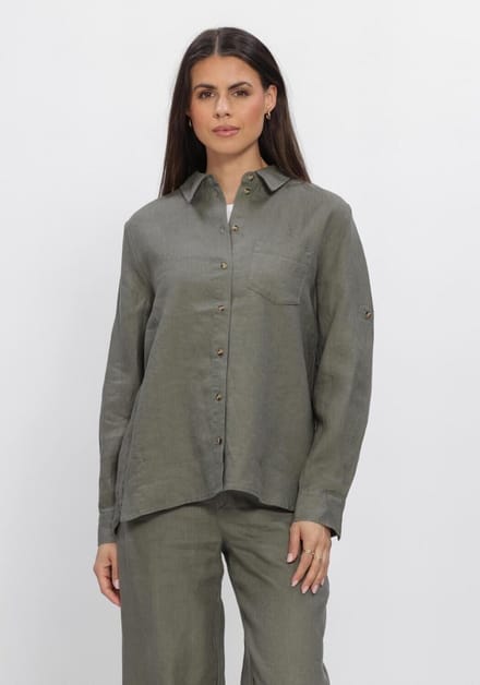 INWEAR Dilanaiw Classic Shirt Dames - Jurken - Khaki - Maat 42