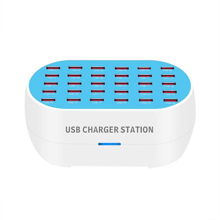 Multipoort USB-oplader 30-poorts desktop USB-oplaadstation Hub 32A/160W vermogen 5V 1A-2.4A uitgang EU Plug wit