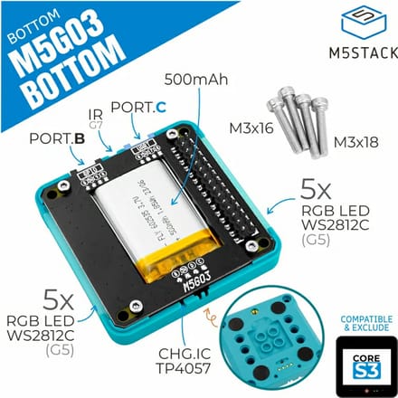 M5Stack Officiële M5GO Batterij Bottom3 (alleen voor CoreS3)