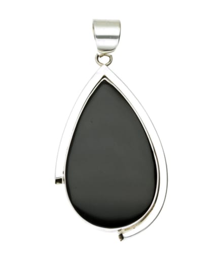 Zilveren Onyx edelsteen druppel XL hanger