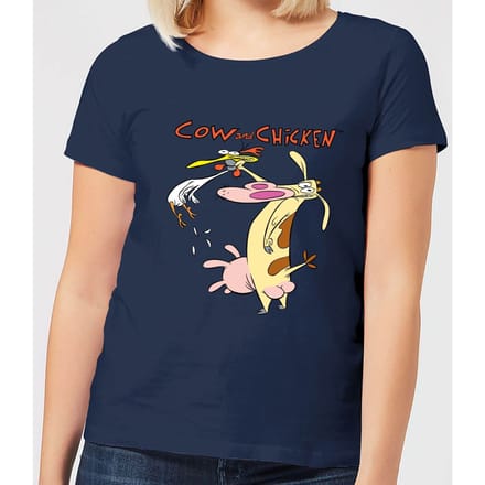Cow and Chicken Characters Women's T-Shirt - Navy - M