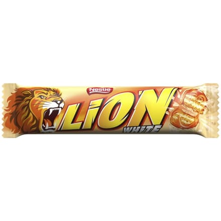 Lion Witte Gevulde wafel met karamel en tarwevlokken in witte chocolade 42 g