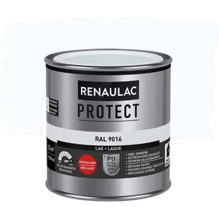 Renaulac Houtlak Protect - Hoogglans - Verkeerswit Ral 9016 - 250ml