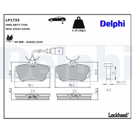 Remblokset DELPHI LP1733, achter