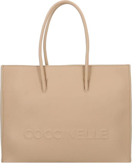 COCCINELLE Leren Handtas Myrtha Maxi Log Handbag Grained Leather Fresh Beige