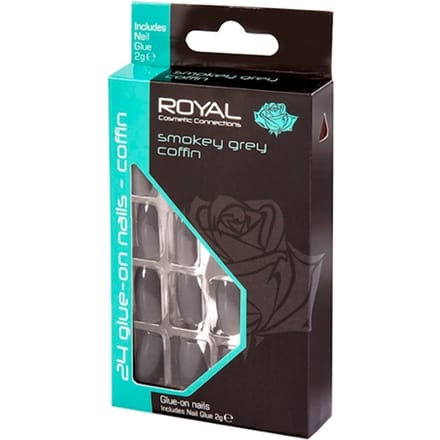 Royal Kunstnagels Smokey Grey Coffin - 24 stuks.