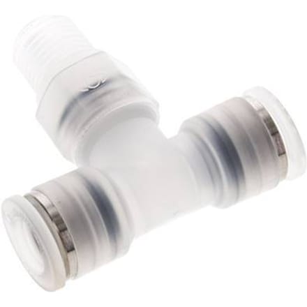 10mm x R1/4'' inline T-stuk PA Insteekfitting Buitendraad FDA Draaibaar EPDM