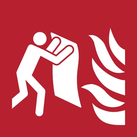Tarifold brandveiligheidsbord uit PP, branddeken, ft 20 x 20 cm