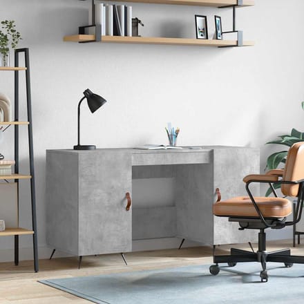 vidaXL - Bureau - 140x50x75 - cm - bewerkt - hout - betongrijs