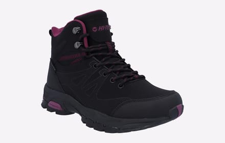 Hi-Tec Jackdaw Mid WP Polyester Dames Zwart/Bordeaux Wandelschoenen