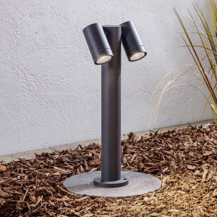 PRIOS - Sokkellamp - 2lichts - Aluminium, glas - H: 45 cm - GU10 - antraciet