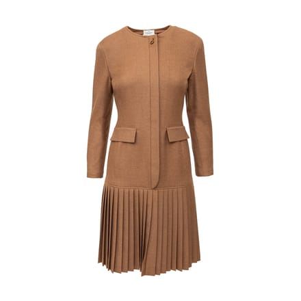 Valentino Boutique Plissé Wol Jurk - '90s