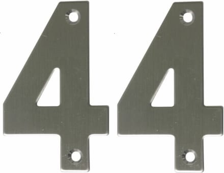 AMIG Huisnummer 44 - massief Inox RVS - 10cm - incl. bijpassende schroeven - zilver