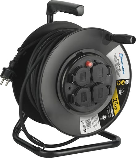 Professionele Kabelhaspel 25m met 4 Geaarde Stopcontacten - IP44 Bescherming