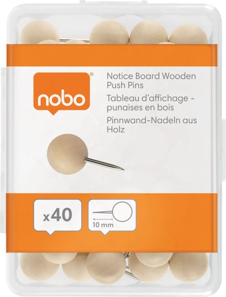 Nobo Houten Punaises voor Memobord - 40 stuks