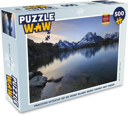 Puzzel Prachtig uitzicht op de Mont Blanc berg vanaf het meer - Legpuzzel - Puzzel 500 stukjes