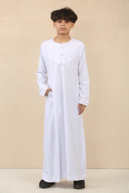 Witte Omani Eid Thobe Saudi Emirati Jubba-jas voor jongens voor jongens