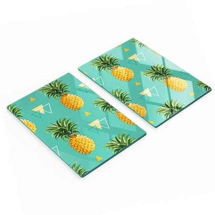 Set van snijplanken van gehard glas met ananaspatroon, 2x40x52 cm