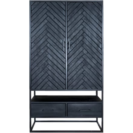 Kast Radu Visgraat - Zwart Mangohout - 180 x 100 cm - Industrieel