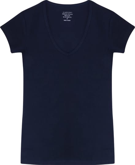 Claesen's® - Dames V-Neck Tshirt Cotton/LycraN 8010-Navy-S