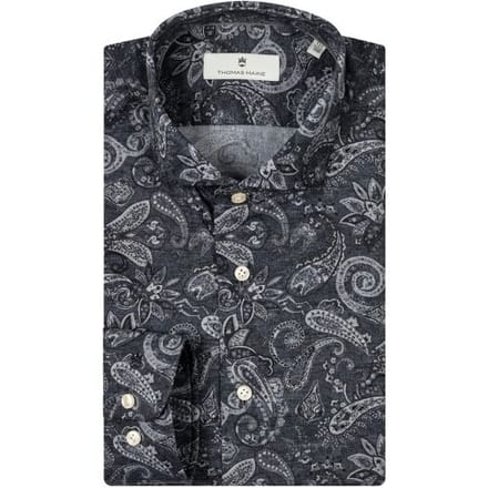 Thomas Maine Overhemd Paisley Pattern Twill Roma Modern Kent Navy / male