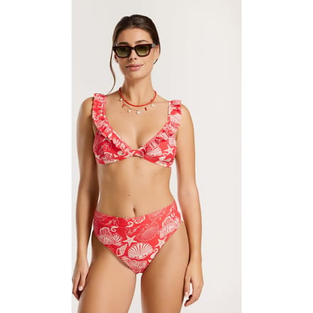 Shiwi Bobby Bikini Set Beach Day Red Hibiscus Beach Day Größe: 36 | Bikinis Outlet | Damen | Rot