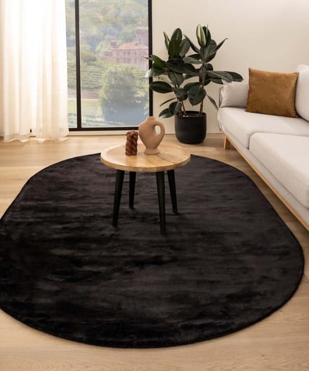 Viscose vloerkleed ovaal - Pearl zwart 200x300
