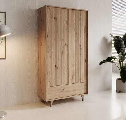 Meubella - Kledingkast Fuzeta - Eiken - 92 cm