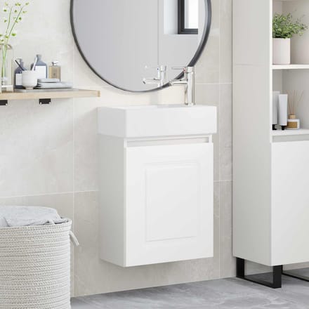 vidaXL - Badkamermeubel - met - kraan - Wit - 45,5 - x - 22,5 - x - 84 - cm