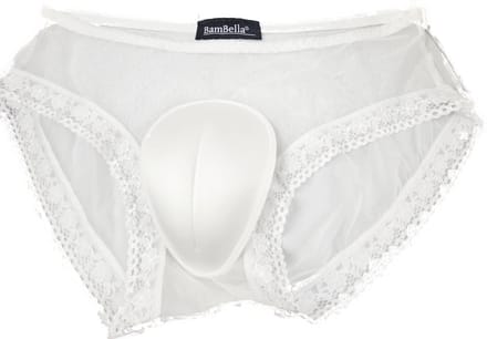 BamBella ® - Slip - maat Onesize S M L -Wit LGBTQ drag queen onderbroek kant stof
