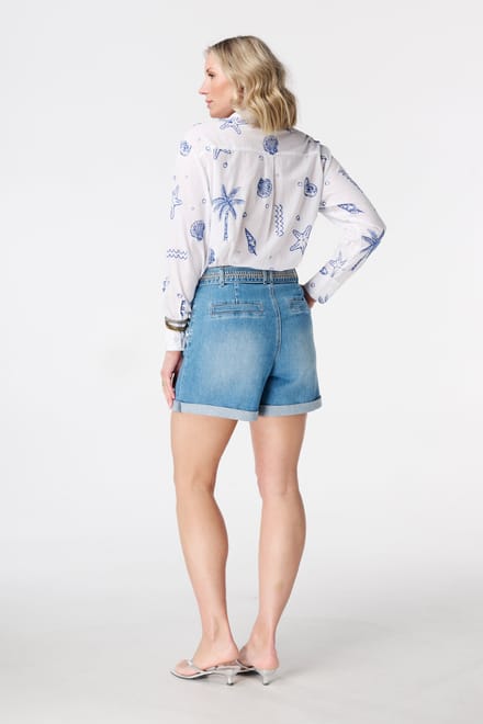 MS Mode Shorts Denim short met tailleband