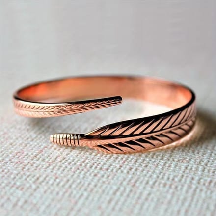 Bague Ouverte Plume Or Rose, Bague Minimaliste Empilable Réglable Pour Femmes resizable brown