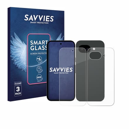 3 Stuks Savvies Screenprotector - geschikt voor Google Pixel 10a (Voor+Achter) - beschermfolie glas transparant