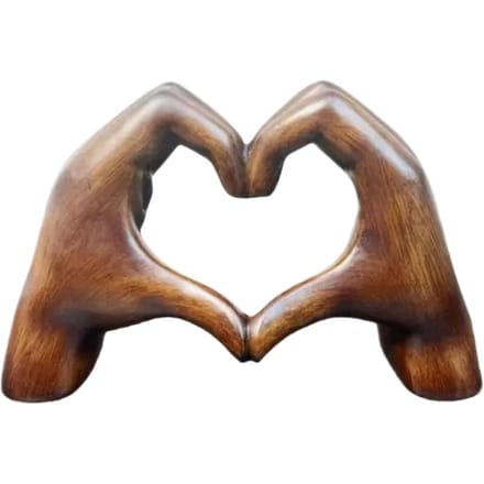 Statue de mains en cœur Sculpture d'art moderne Charmante sculpture d'amour à effet de grain de bois Statue de main en cœur bohème Décoration de salle de mariage brown