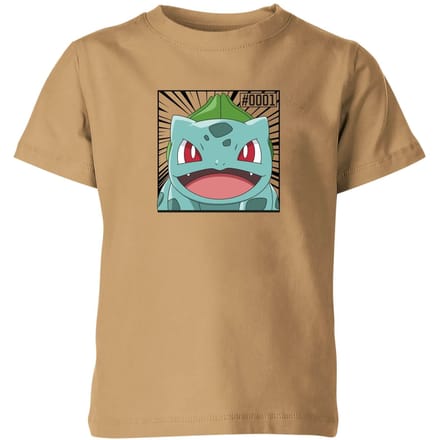 Pokémon Pokédex Bulbasaur #0001 Kids' T-Shirt - Tan - 98/104 (3-4 jaar)
